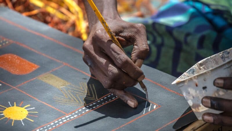 Indigenous Artist Painting in Cape York Arnhem Land Torres Strait Region