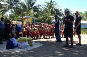 Steve Cox in Kuiawa with Aid Supplies