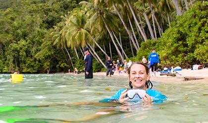 Snorkelling off the beach