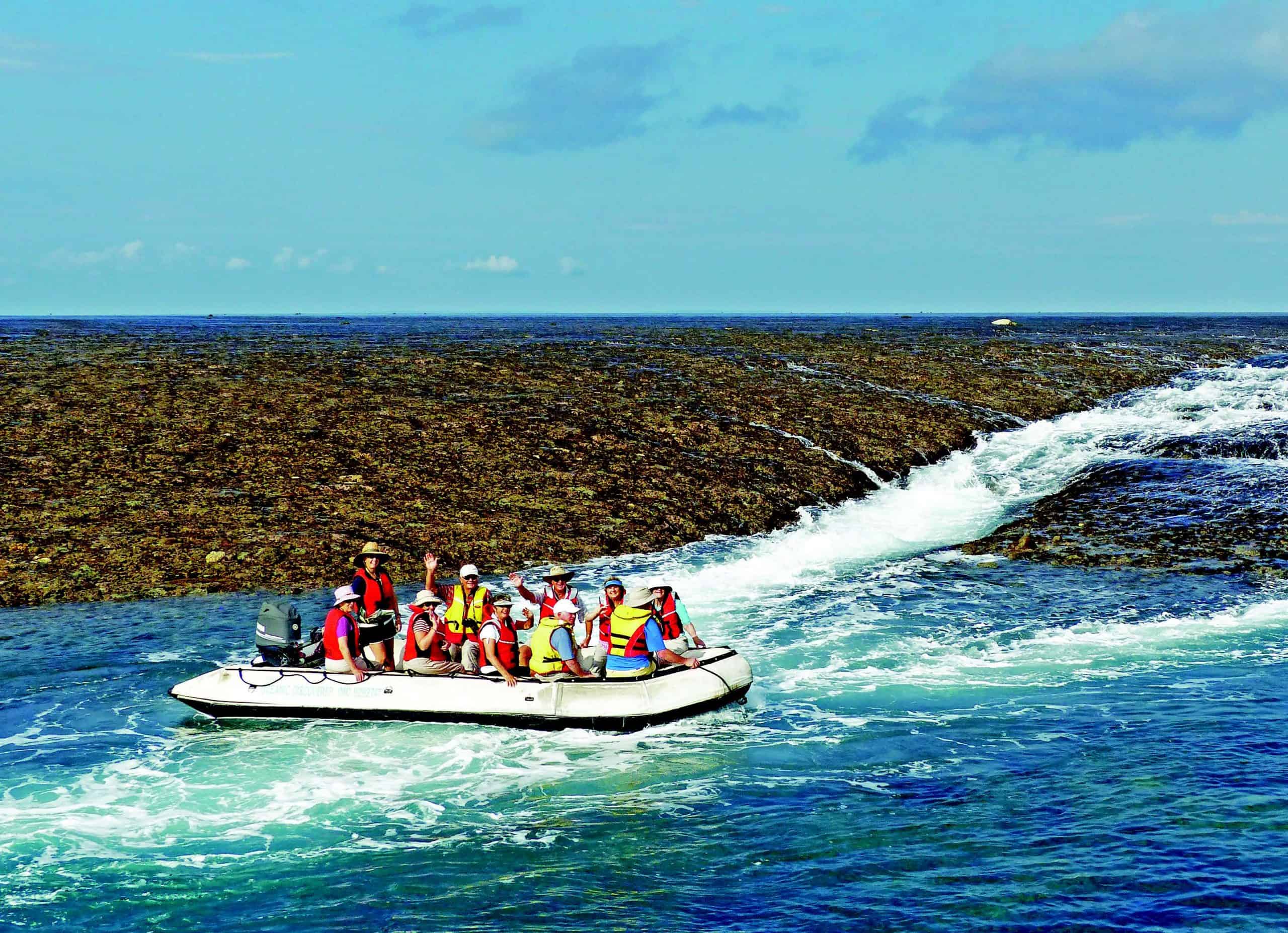 Montgomery Reef rises from the Indian Ocean. On expedition in the Kimberley with Coral Expeditions.
