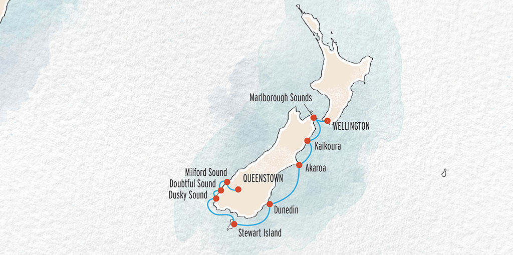 Cruise Page Map - 8 Night Fiordland South Coast