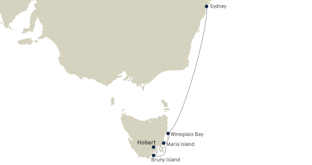 Coral-Expeditions---A-Yachtsmans-Cruise---Sydney-to-Hobart---6-Nights---Map