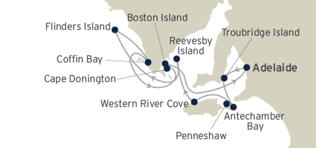 Wild-Islands-of-South-Australia---Coral-Expeditions-10-Night-Itinerary-Map